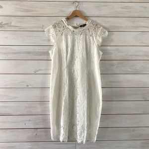 Merokeety White Lace Shift Dress